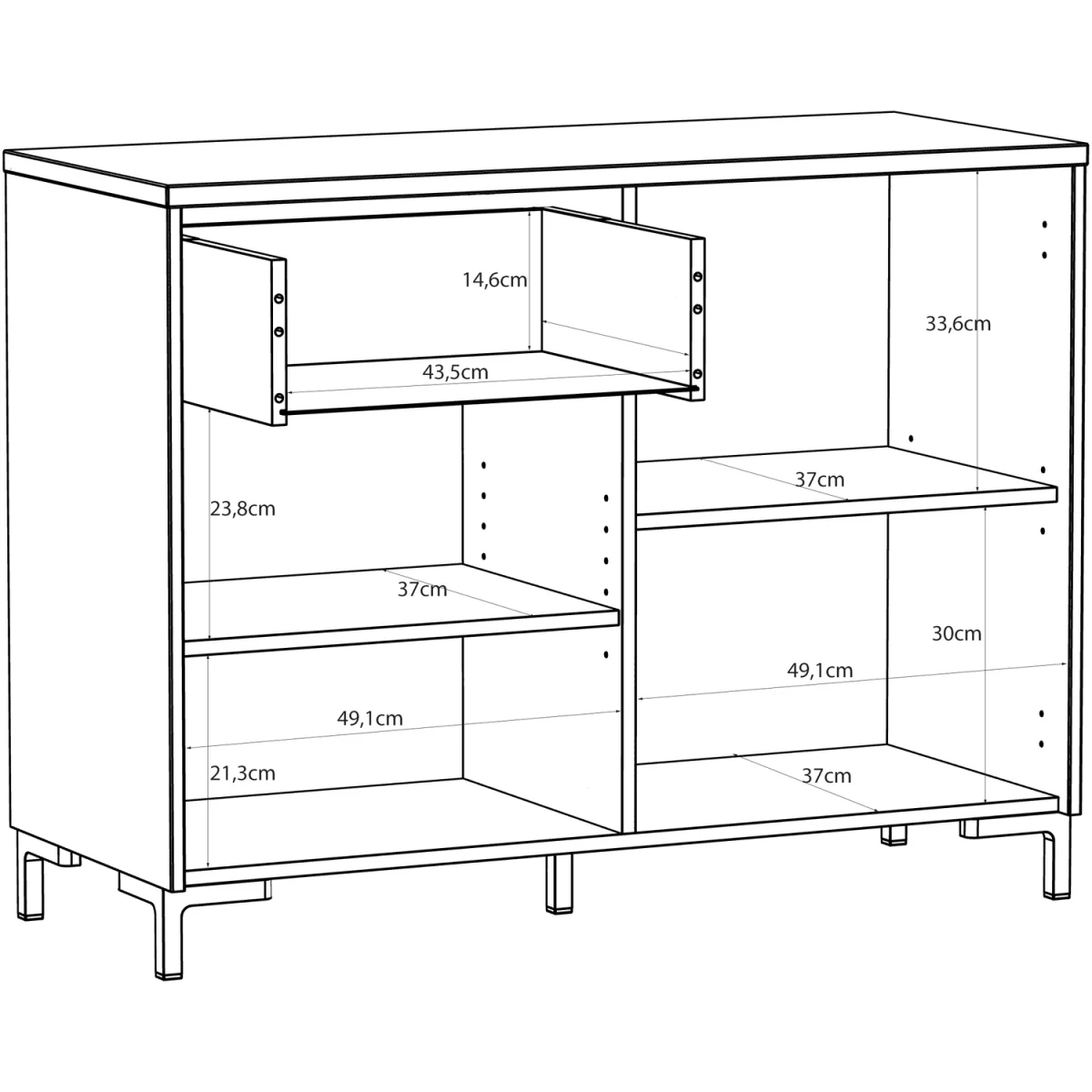 Bixbite Sideboard with Fluted Detail, Drawer & Cupboard in Mauvella Oak and Sand - Mauvella Oak & Sand – image 6