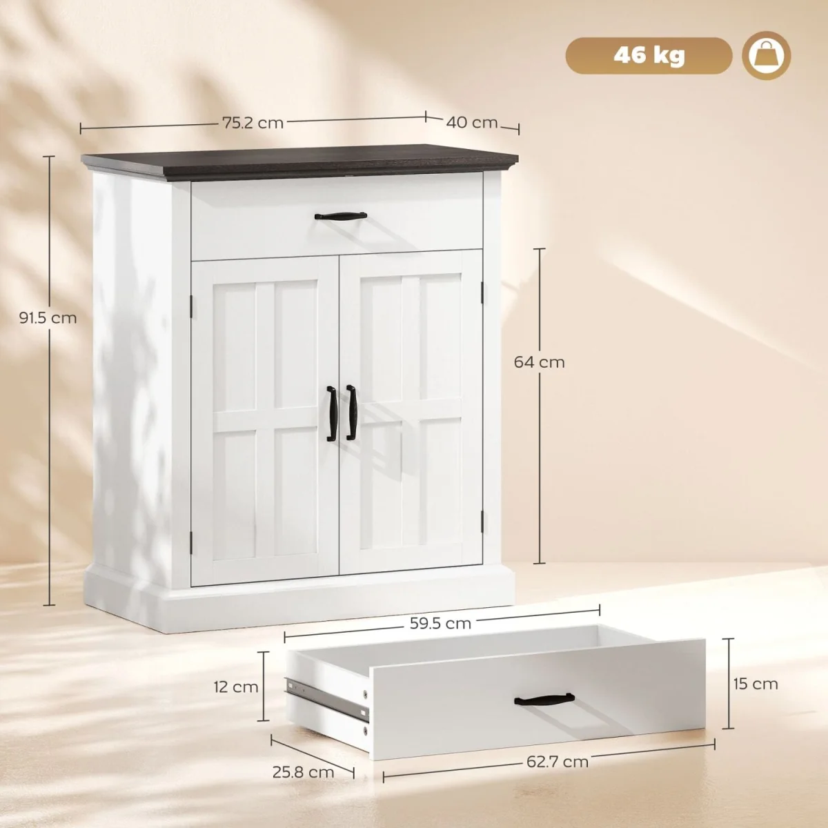 Marina Colu White Farmhouse Sideboard - Twin Barn Doors and Drawer – image 2