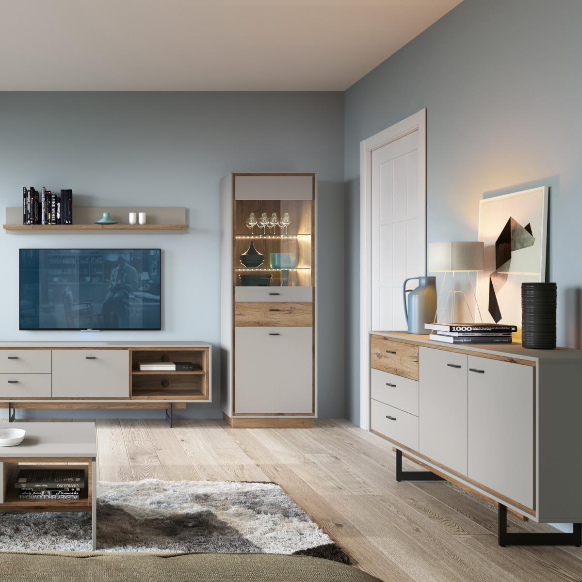 Rivero Open Shelf Sideboard - Oak & Grey – image 5