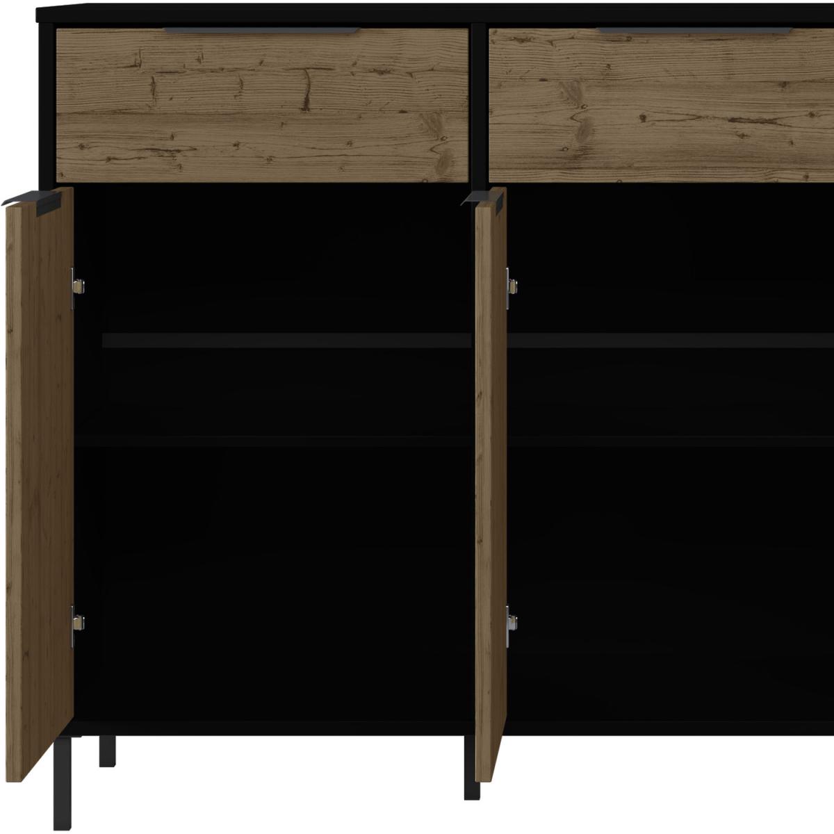 Madrid 3 Door Sideboard - Black Acacia Effect - Black Acacia – image 2