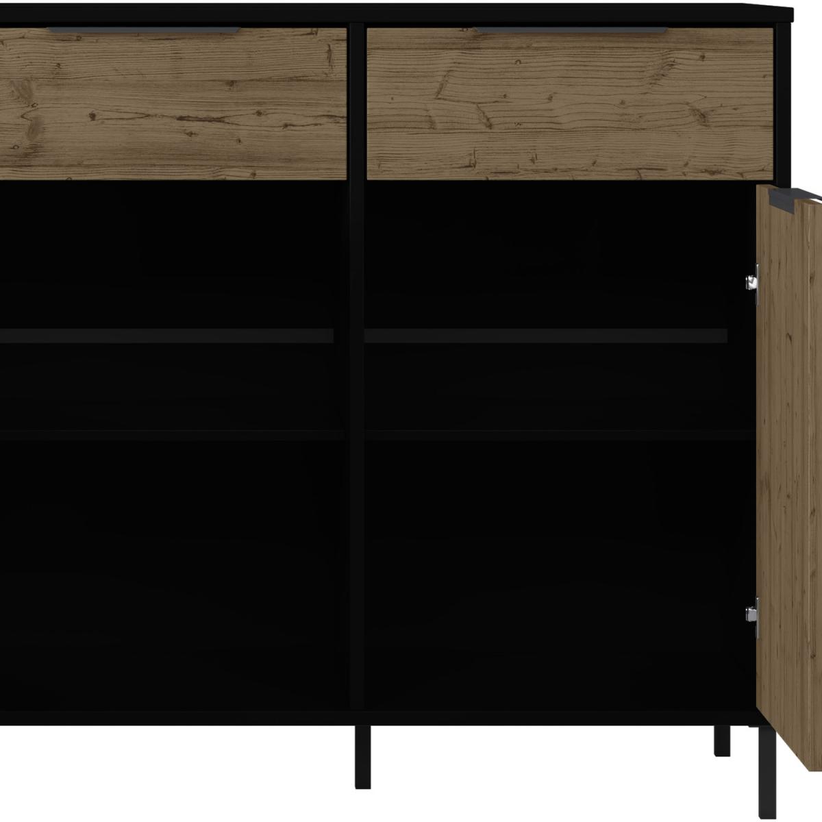Madrid 3 Door Sideboard - Black Acacia Effect - Black Acacia – image 3