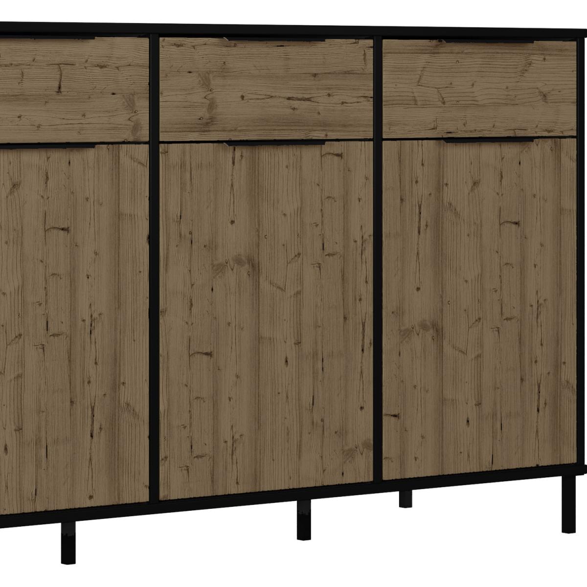 Madrid 3 Door Sideboard - Black Acacia Effect - Black Acacia – image 6