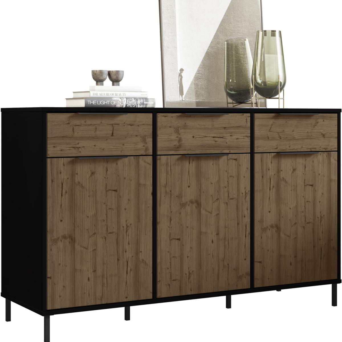 Madrid 3 Door Sideboard - Black Acacia Effect - Black Acacia – image 7