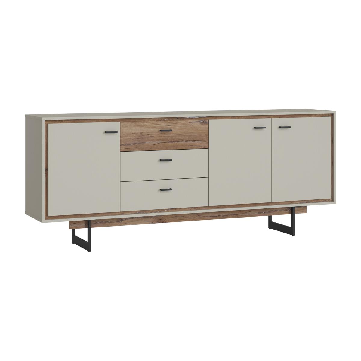 Rivero 3-Door Wide Sideboard - Oak & Grey