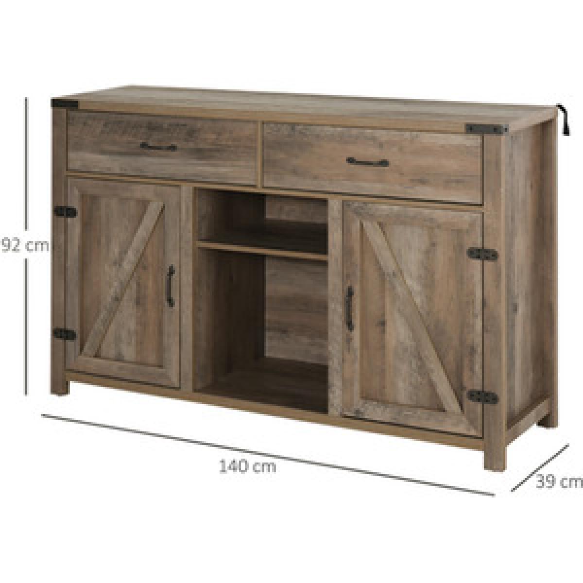 Freestanding 92x140cm Rustic Side Cabinet - Antique Grey – image 2
