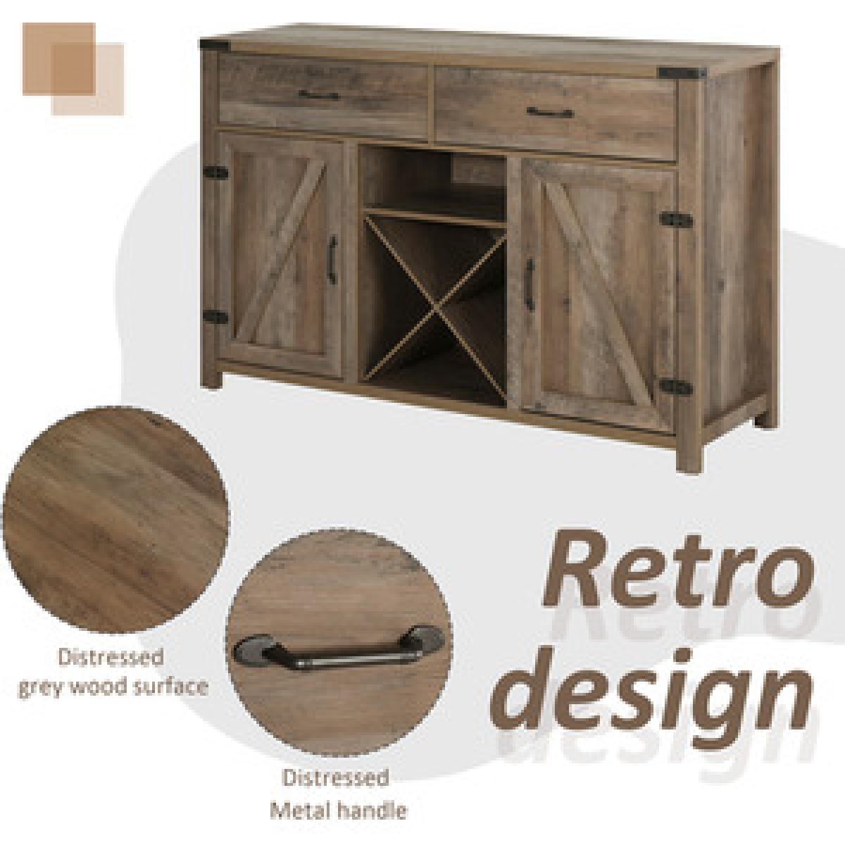 Freestanding 92x140cm Rustic Side Cabinet - Antique Grey – image 4