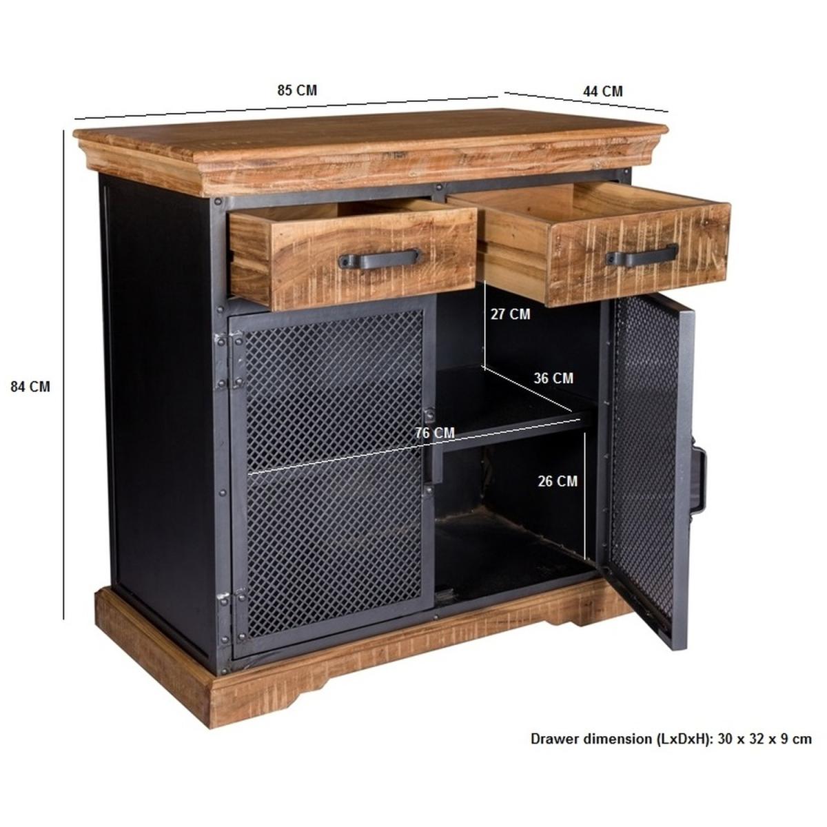 Cosmopolitan Industrial 2 Drawer Sideboard  - Light Wood – image 2