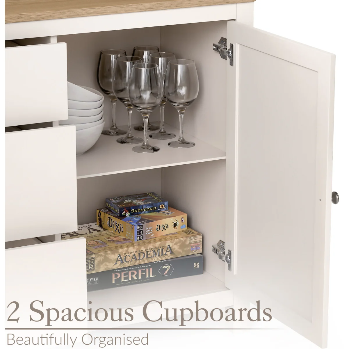 Christow Dartmouth Sideboard with Cupboards & Drawers - Cream – image 3