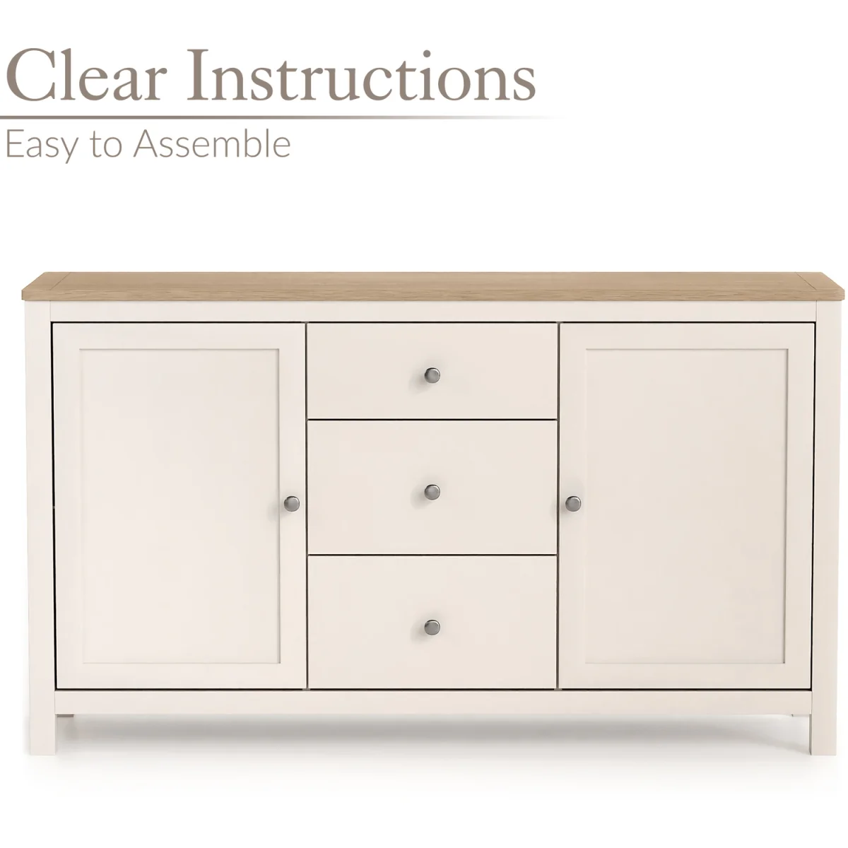 Christow Dartmouth Sideboard with Cupboards & Drawers - Cream – image 4