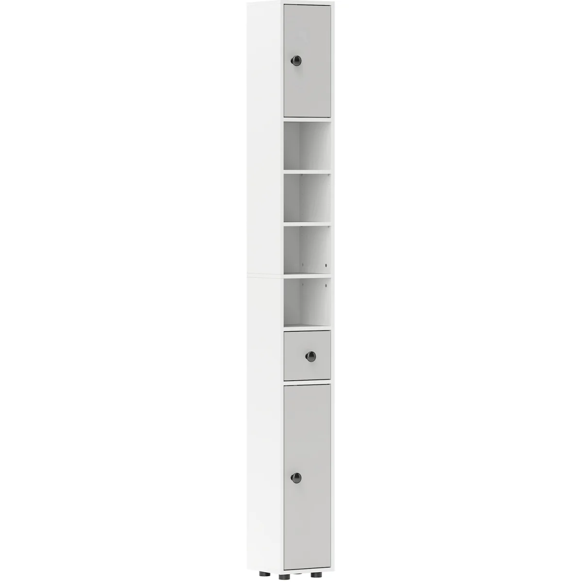 kleankin 180cm Tall Slim Bathroom Cabinet - Light Grey – image 3
