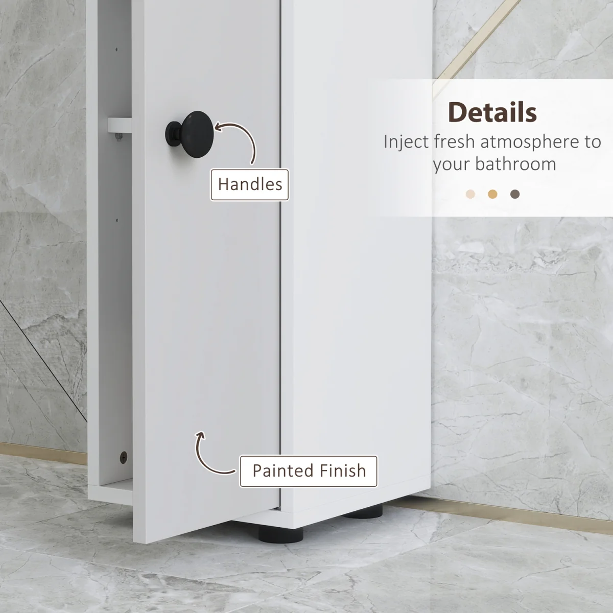 kleankin 180cm Tall Slim Bathroom Cabinet - Light Grey – image 5