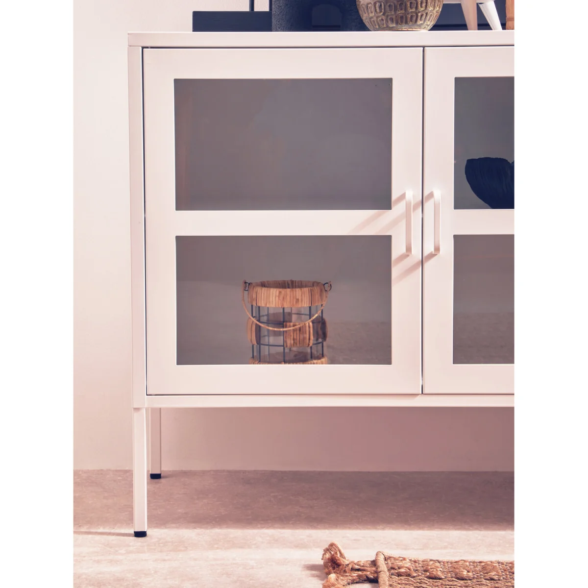 Acier Three Door White Metal Sideboard - White – image 3
