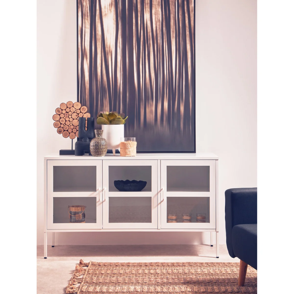 Acier Three Door White Metal Sideboard - White – image 4