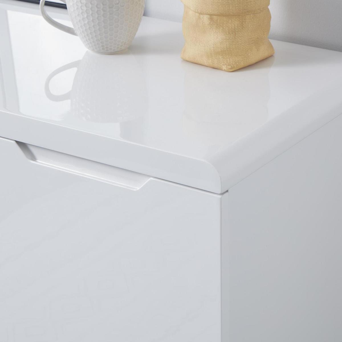 Highbridge 2 Door High Gloss Compact Sideboard Storage Unit - White - White – image 4