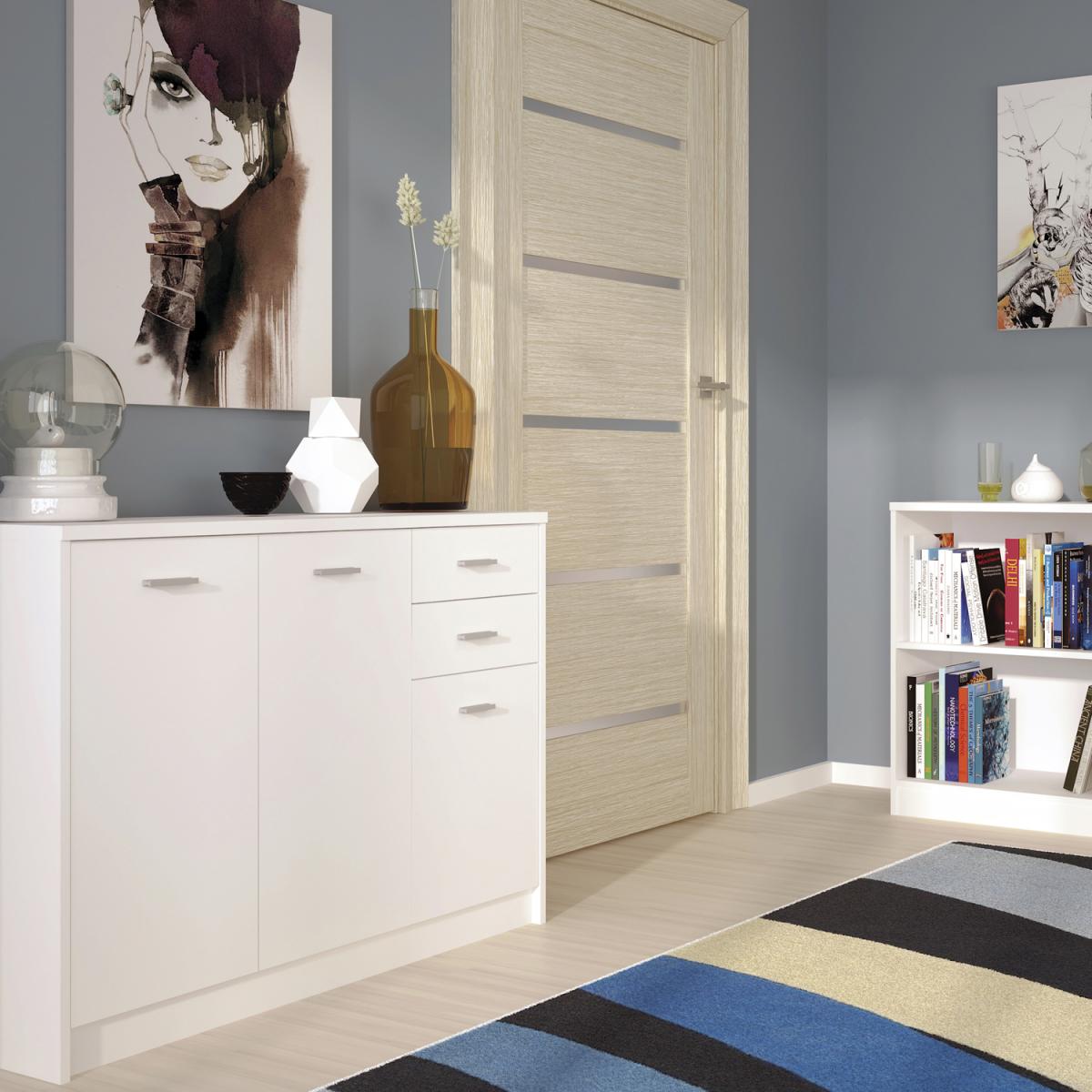 Designa Three Door Two Drawer Wide cupboard - Pearl White – image 2