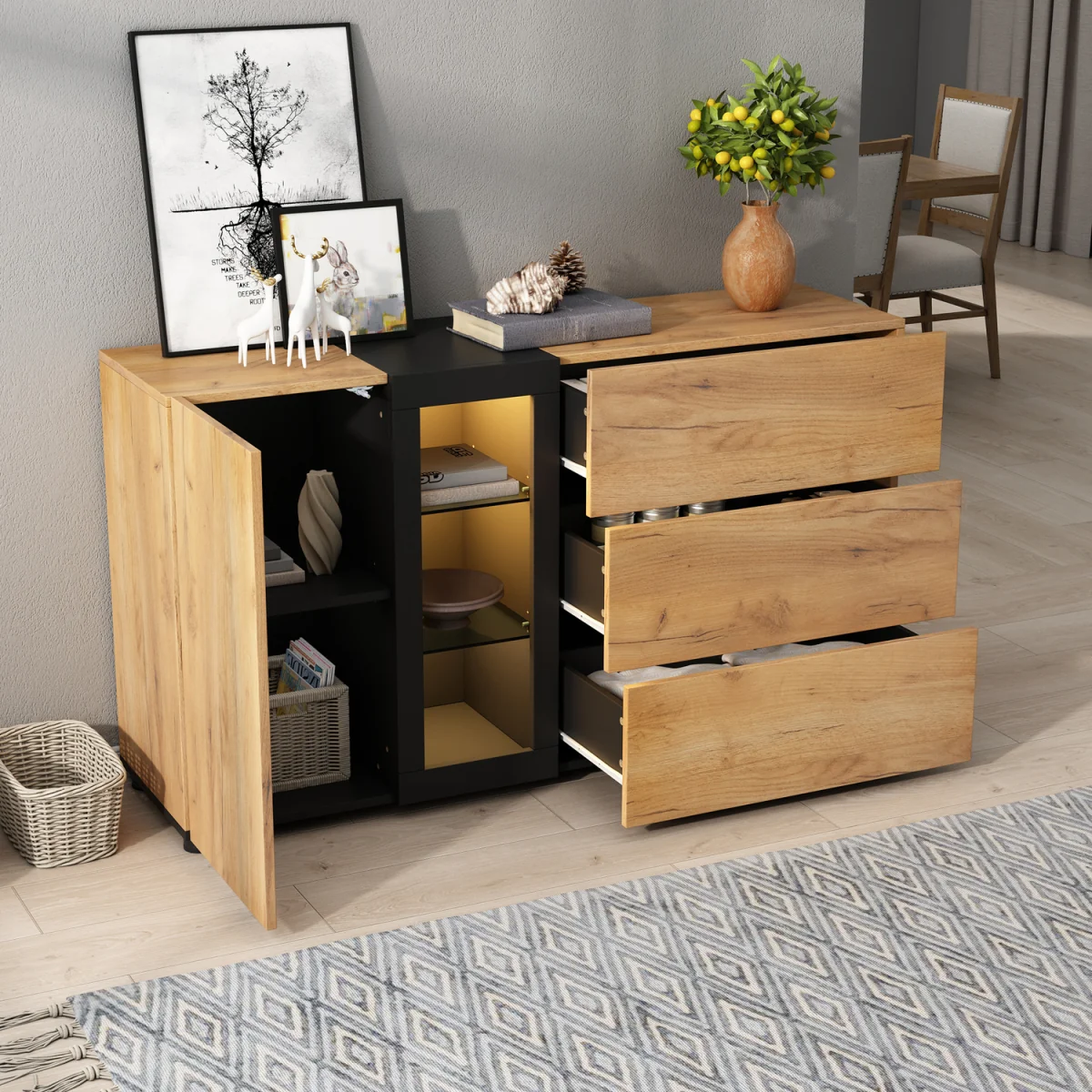 Sideboard with Glass Display Cabinet – image 2