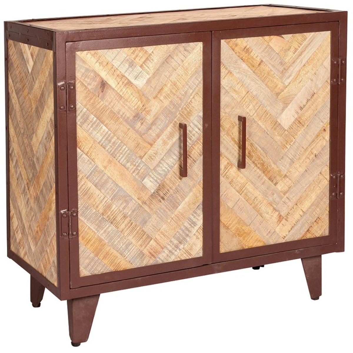 V Design Industrial Reclaimed Metal and Wood 2 Door Sideboard - Multicolour – image 2