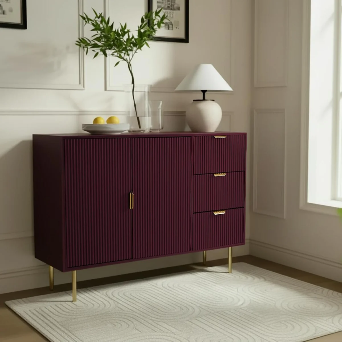 Ribbed Sideboard - Dark Berry / 120cm – image 3