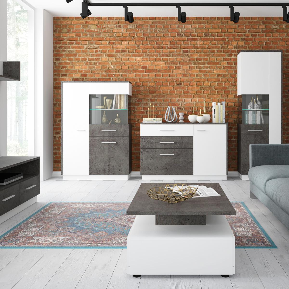 Alabana One Door Two Drawer One Compartment Sideboard - Slate Grey and White – image 3