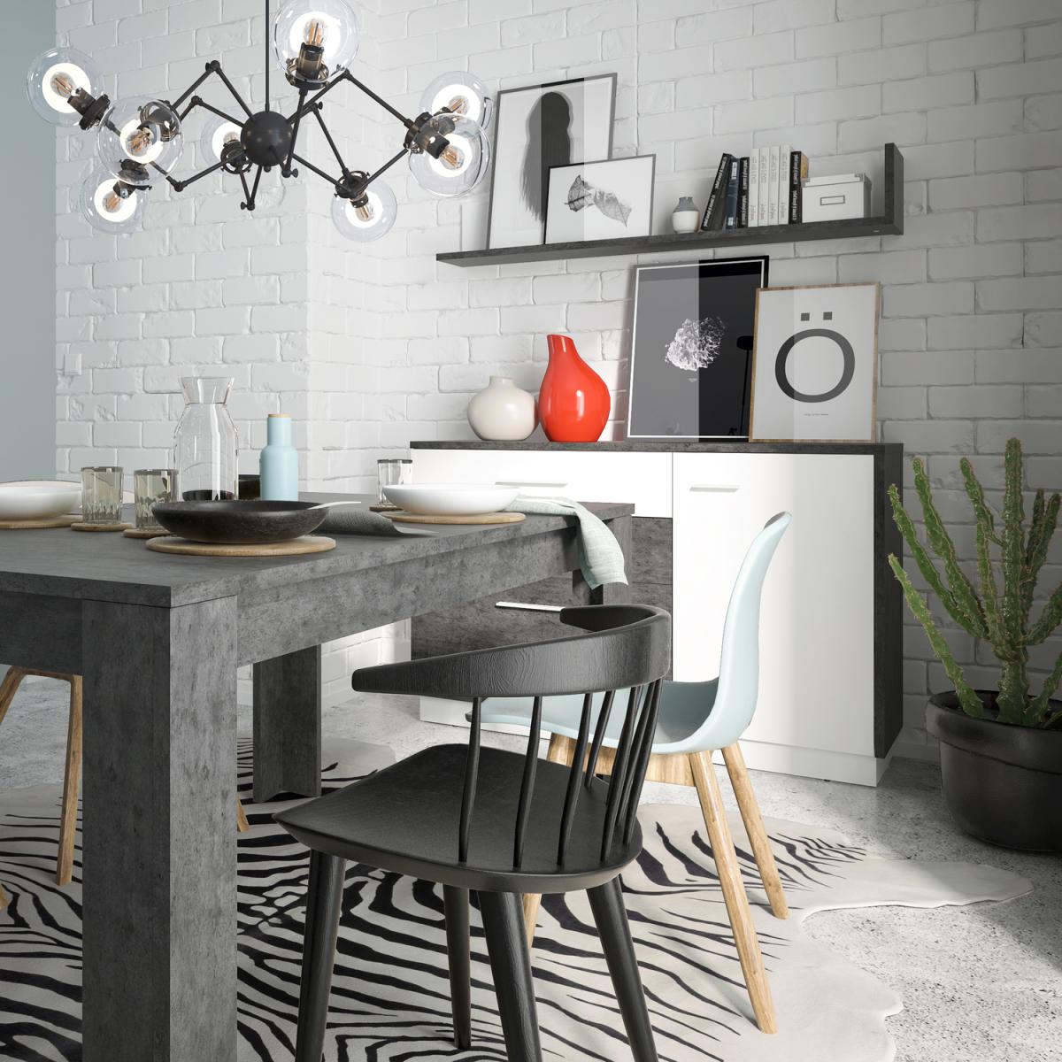 Alabana One Door Two Drawer One Compartment Sideboard - Slate Grey and White – image 4