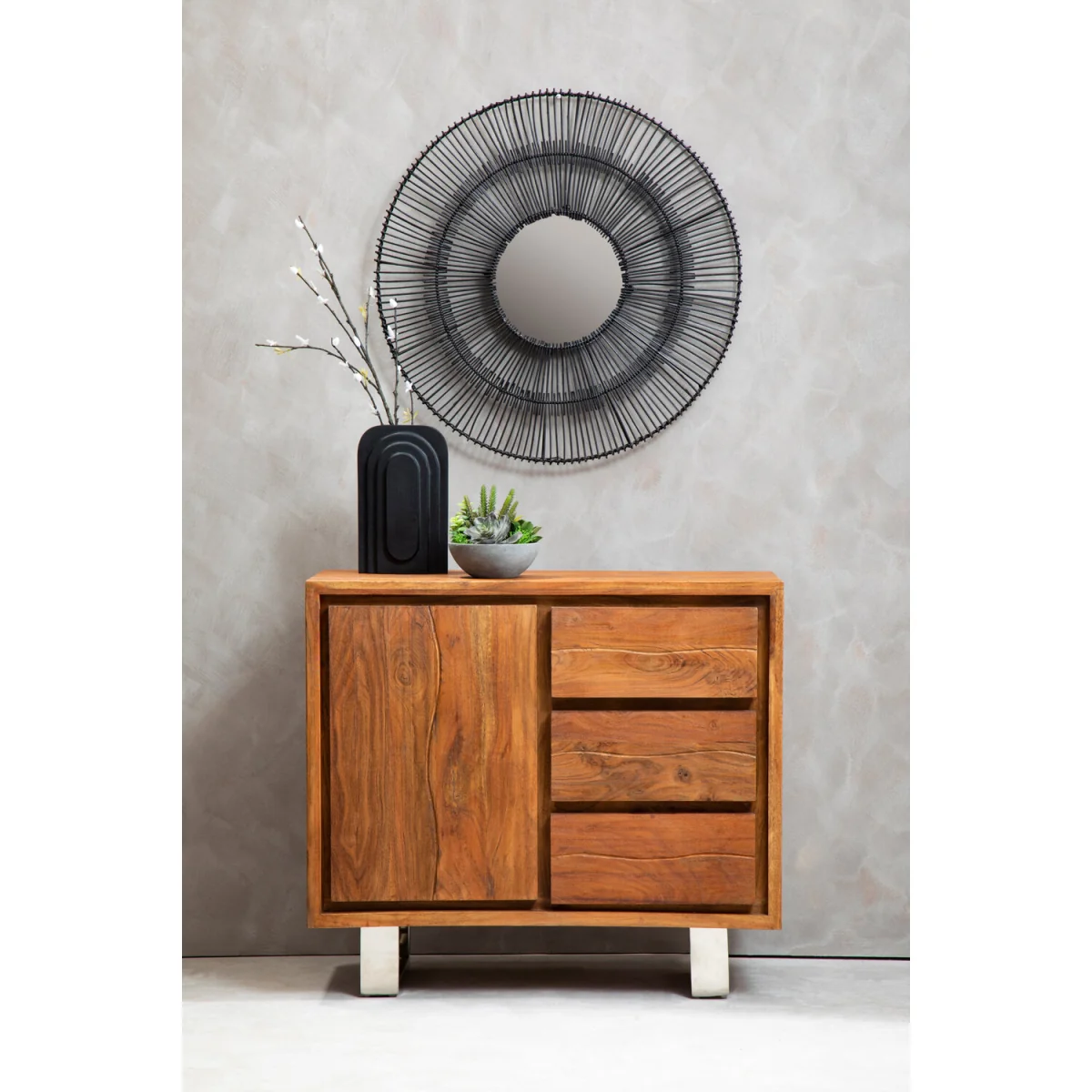 Simla Acacia Wood 1 Door and 3 Drawers Sideboard – image 3