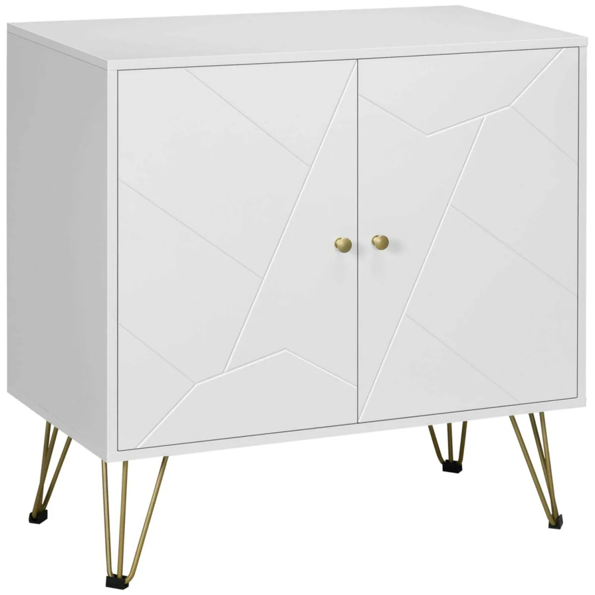Vifiva White Slim Sideboard with Gold Hairpin Legs, 2 Doors – image 3