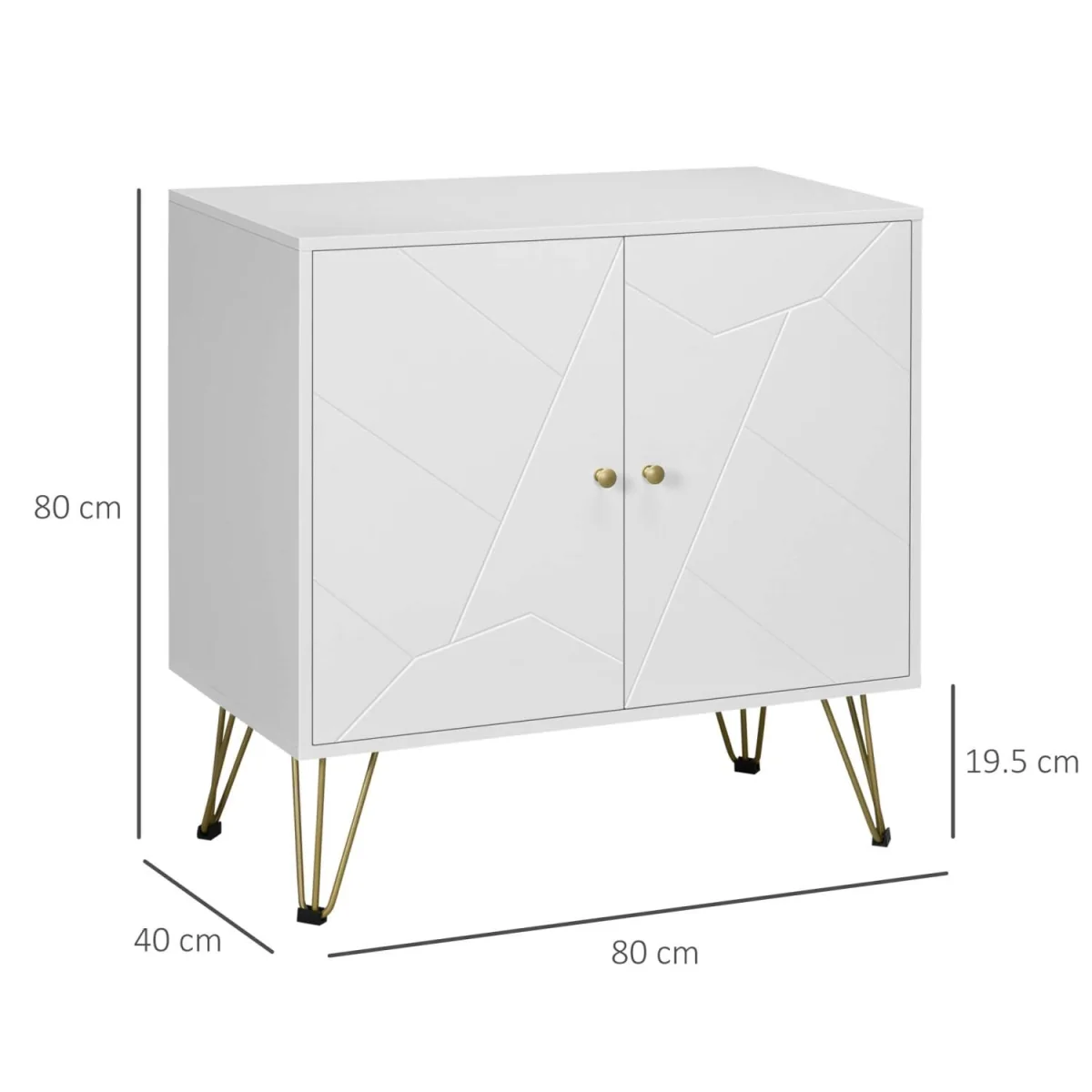 Vifiva White Slim Sideboard with Gold Hairpin Legs, 2 Doors – image 4