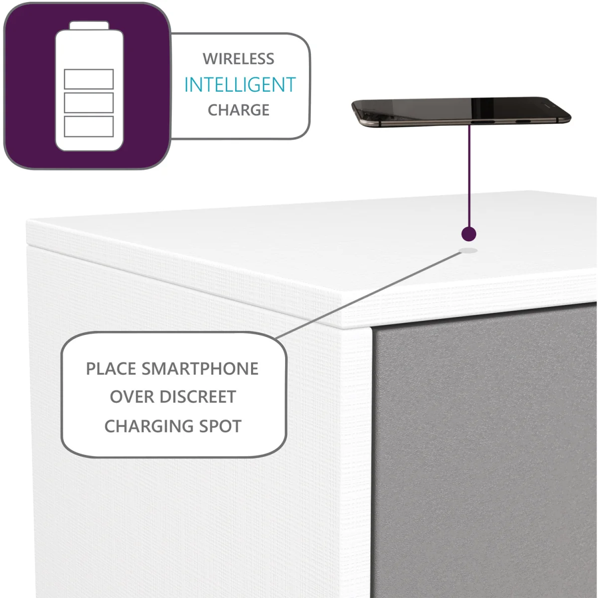 SMART Sideboard with Phone Charging & Mood Lighting - White/Grey – image 6