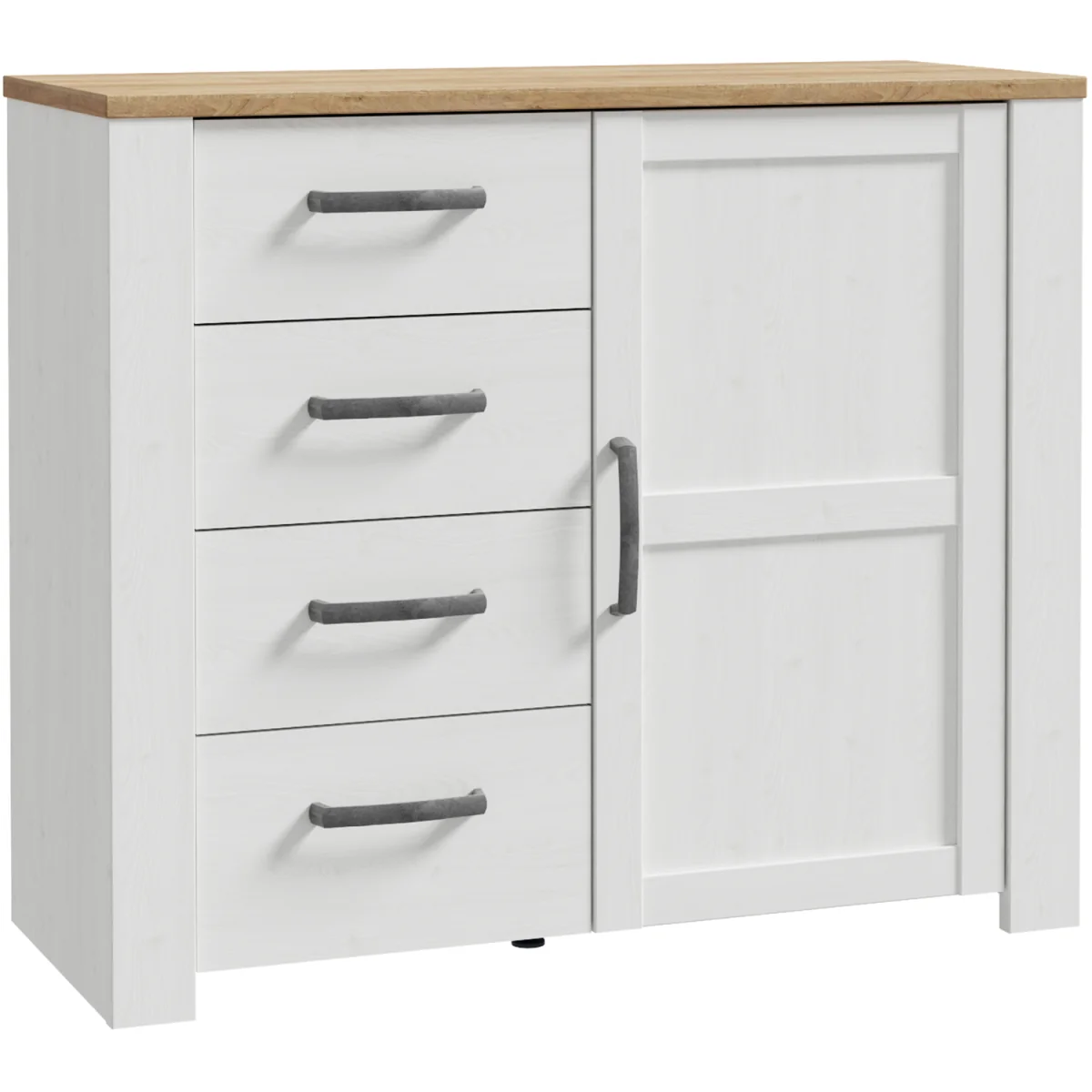 Bohol 1 Door 4 Drawer Chest in Riviera Oak/White - Riviera Oak & White – image 2