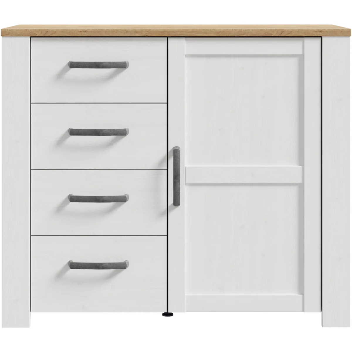 Bohol 1 Door 4 Drawer Chest in Riviera Oak/White - Riviera Oak & White – image 3