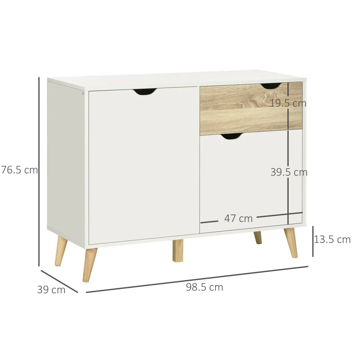 Diha White and Natural Scandi Sideboard - 1 Drawer, 2 Doors – image 3