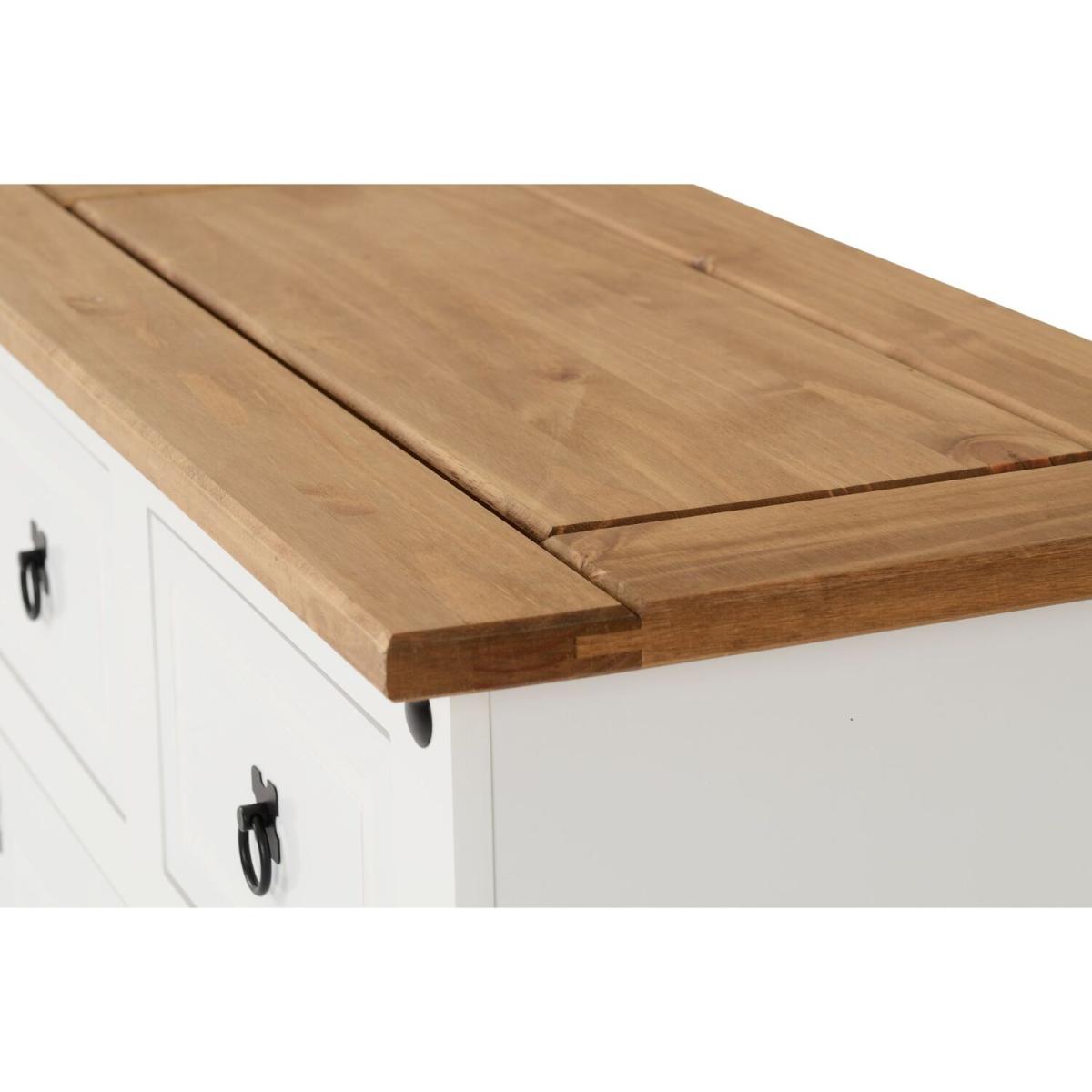 Corona White 1 Door 4 Drawer Sideboard - White and distressed Waxed Pine – image 4