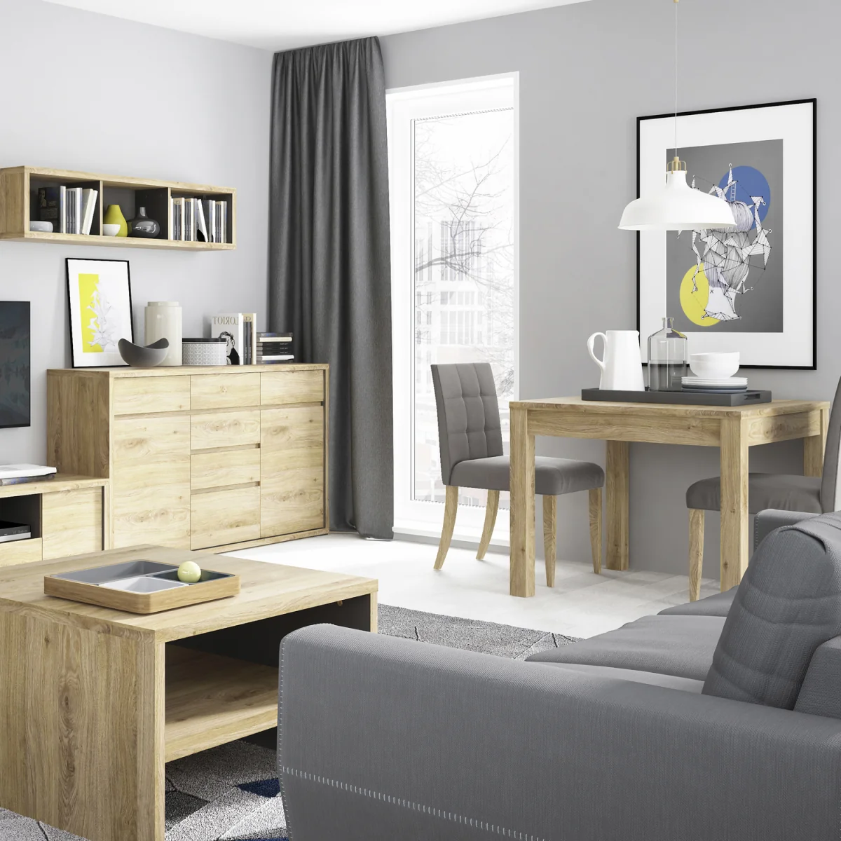 Shetland 2 Door 6 Drawer Chest - Oak – image 5