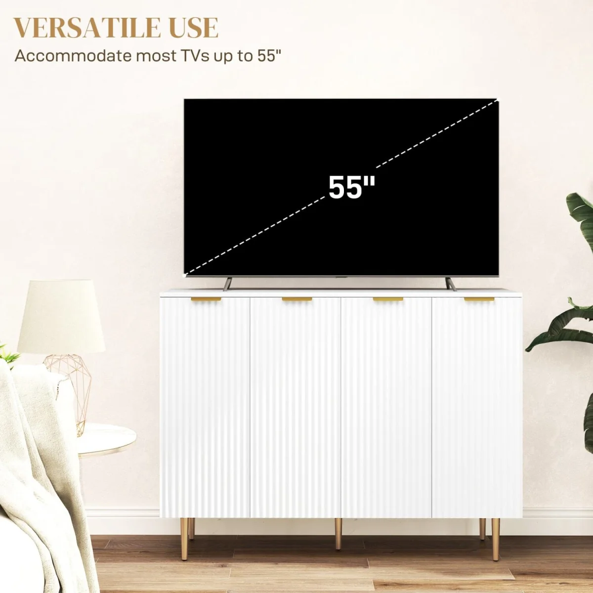 Vinotti 4-Door White Sideboard 120x40x90 cm – image 2