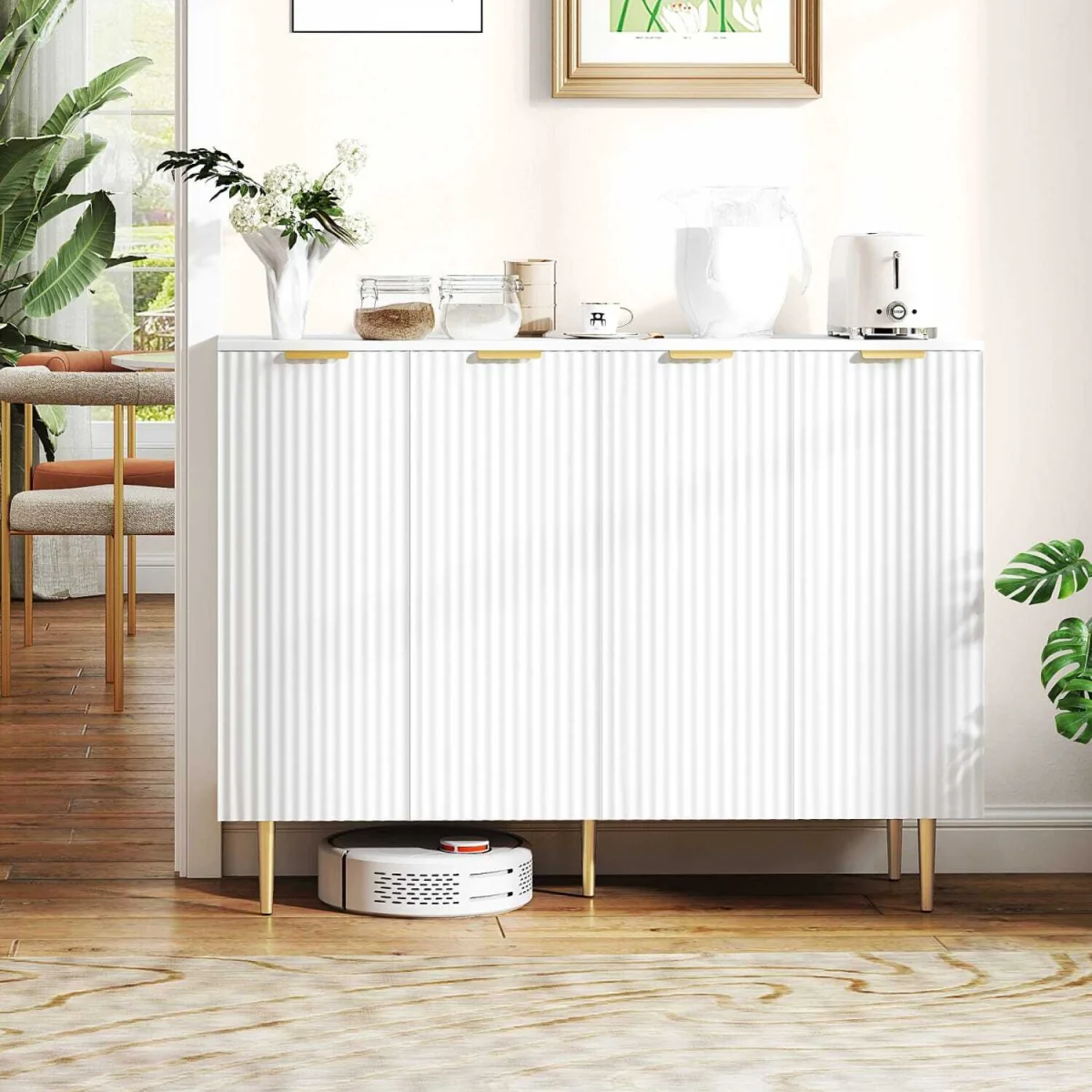 Vinotti 4-Door White Sideboard 120x40x90 cm – image 4