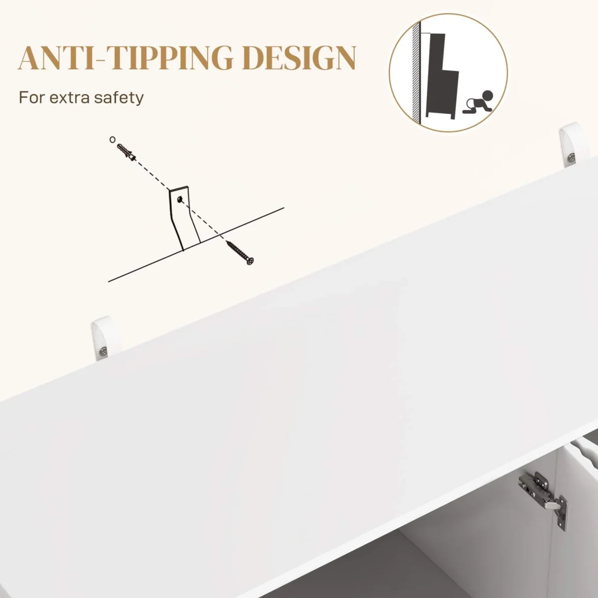 Vinotti 4-Door White Sideboard 120x40x90 cm – image 9