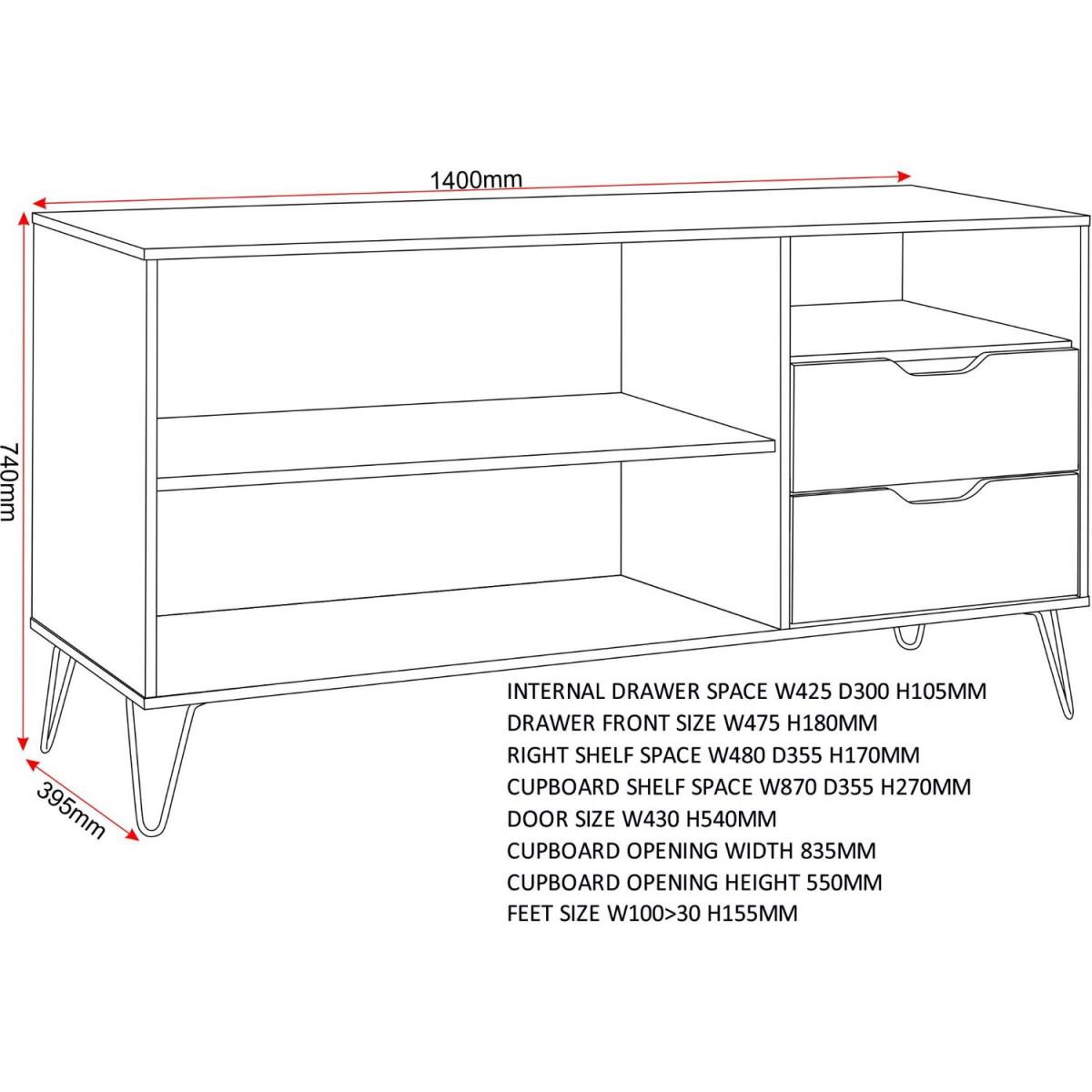 Bergen Two Door Two Drawer Sideboard - Oak white grey – image 5