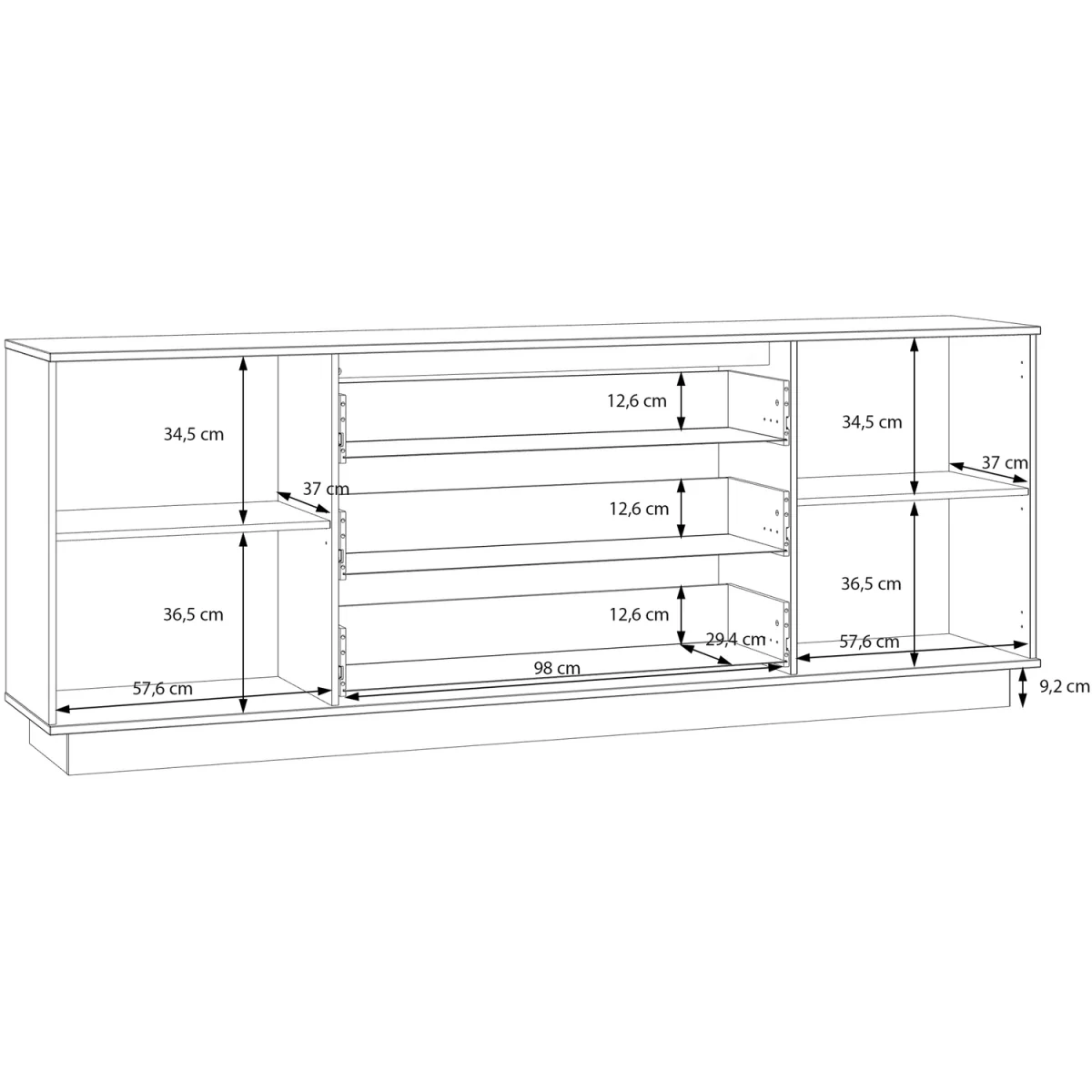 Ganymede Large Sideboard with 3 Drawers & 2 Doors - Mauvella Oak and Sage Green – image 13
