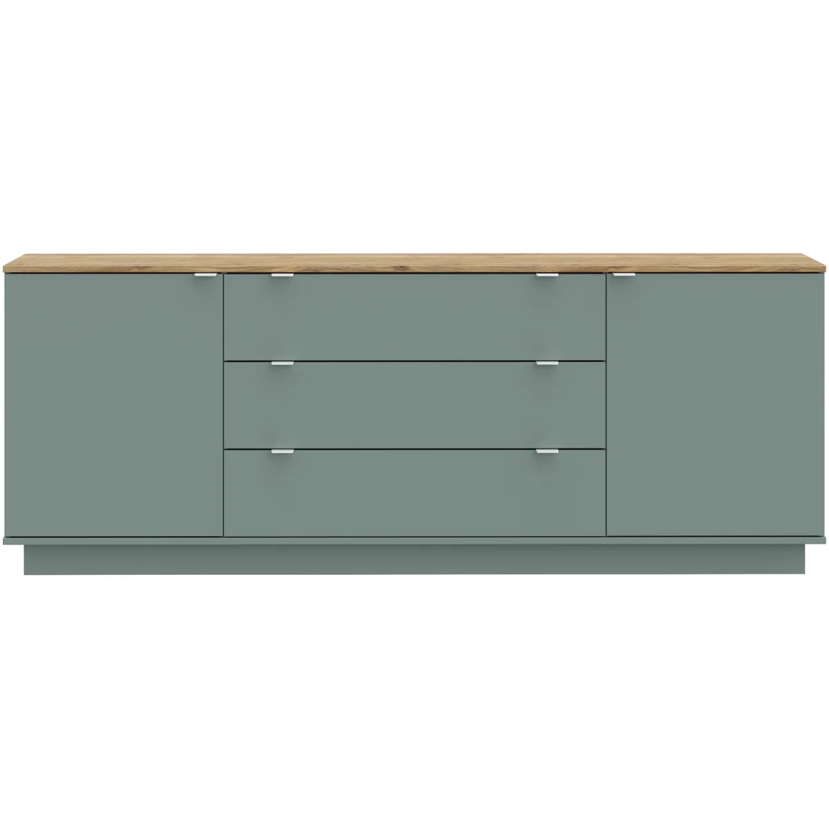 Ganymede Large Sideboard with 3 Drawers & 2 Doors - Mauvella Oak and Sage Green – image 3
