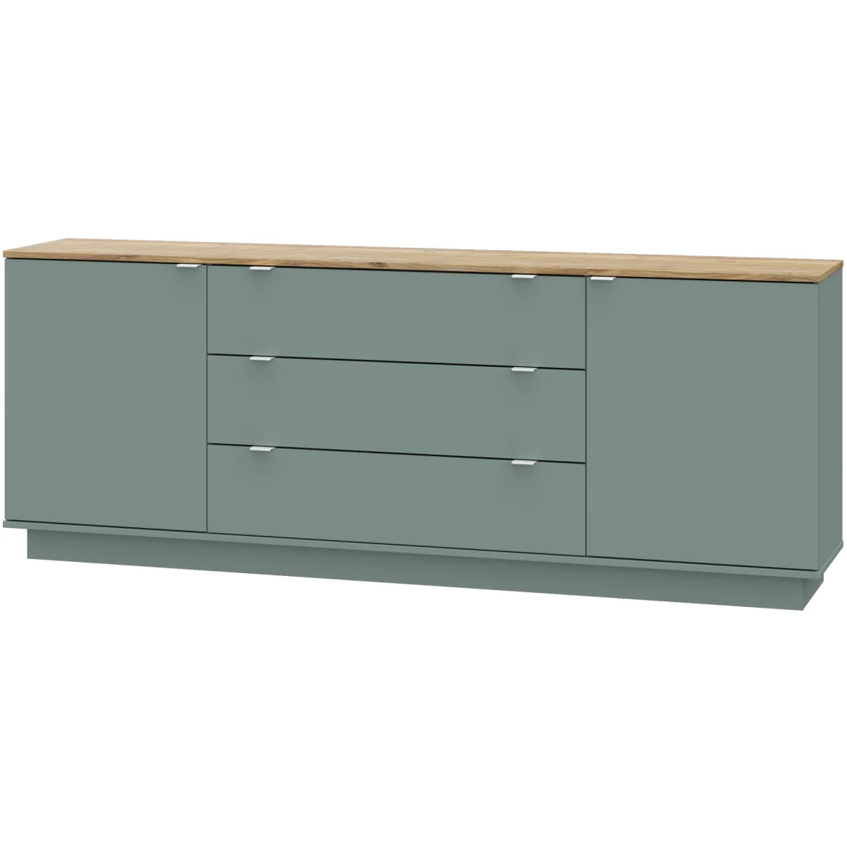 Ganymede Large Sideboard with 3 Drawers & 2 Doors - Mauvella Oak and Sage Green – image 4