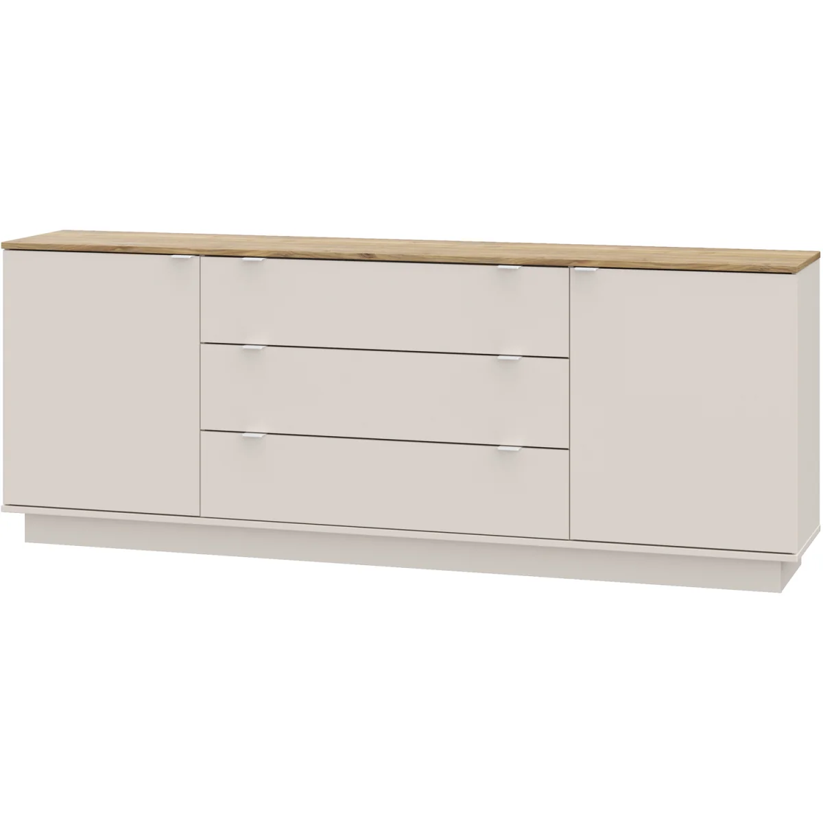 Ganymede Large Sideboard with 3 Drawers & 2 Doors - Mauvella Oak and Sage Green – image 8