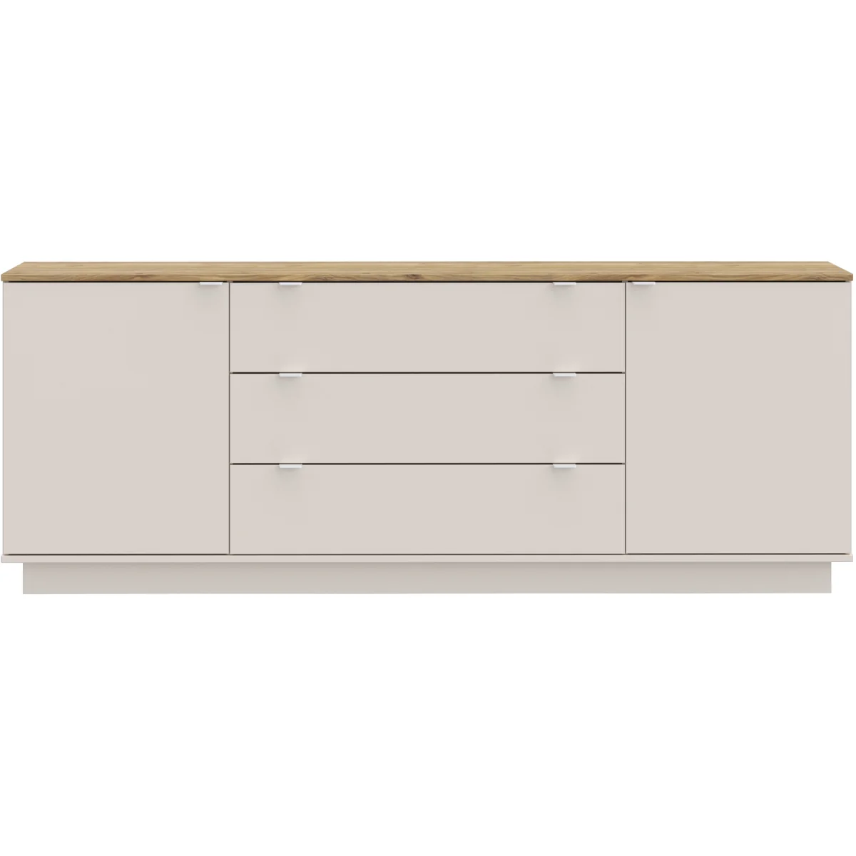 Ganymede Large Sideboard with 3 Drawers & 2 Doors - Mauvella Oak and Sage Green – image 9