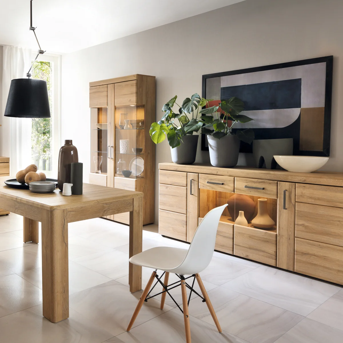 Cortina 4 Door Wide Glazed Sideboard in Grandson Oak - Grandson Oak – image 4