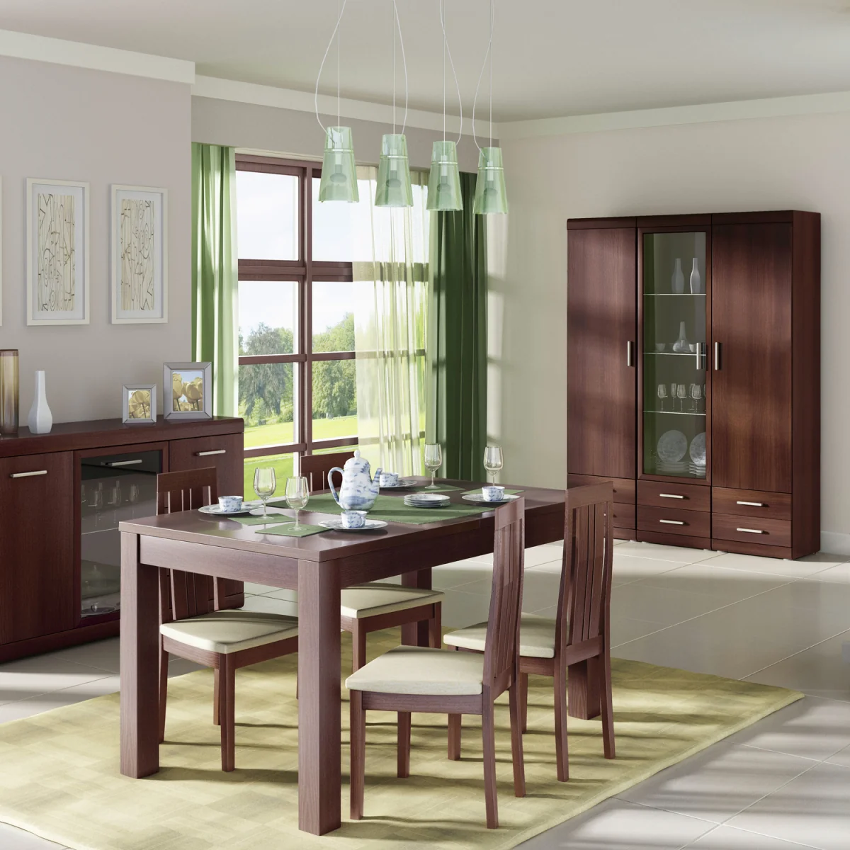 Imperial 3 Door Glazed Sideboard in Dark Mahogany Melamine - Dark Mahogany – image 2
