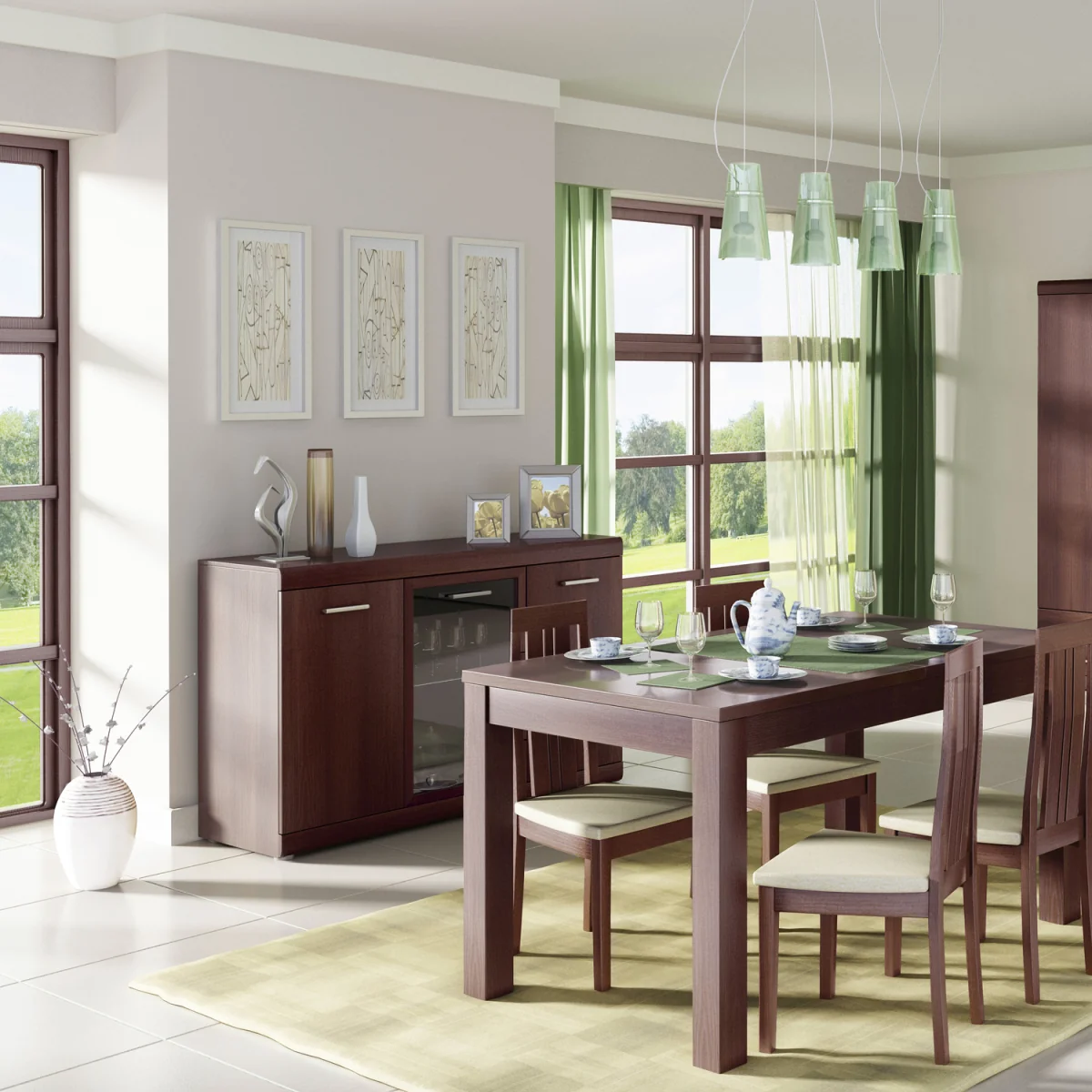 Imperial 3 Door Glazed Sideboard in Dark Mahogany Melamine - Dark Mahogany – image 4