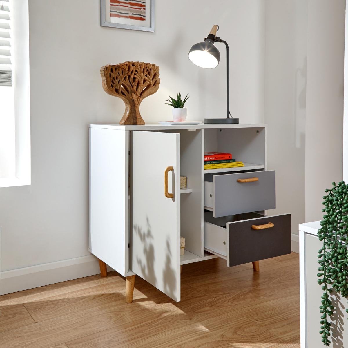 Delta Compact Sideboard - White/Grey Multi – image 3