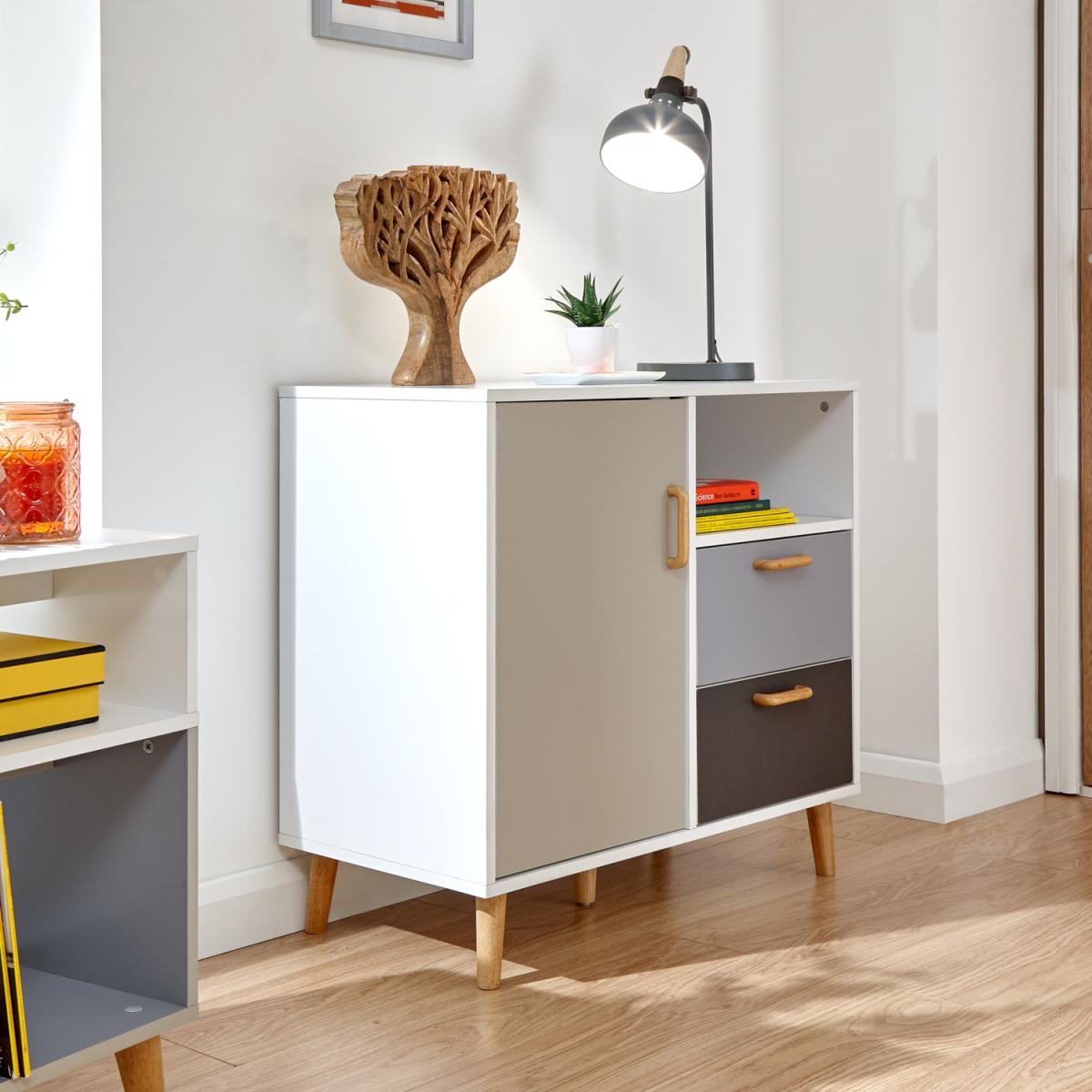 Delta Compact Sideboard - White/Grey Multi – image 4