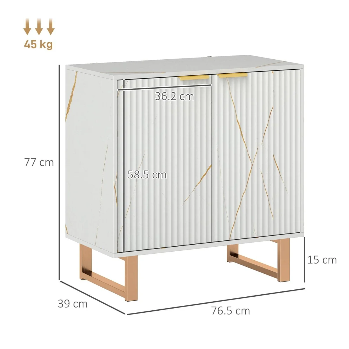 Redi Sora White and Gold Sideboard with Ribbed Finish – image 4