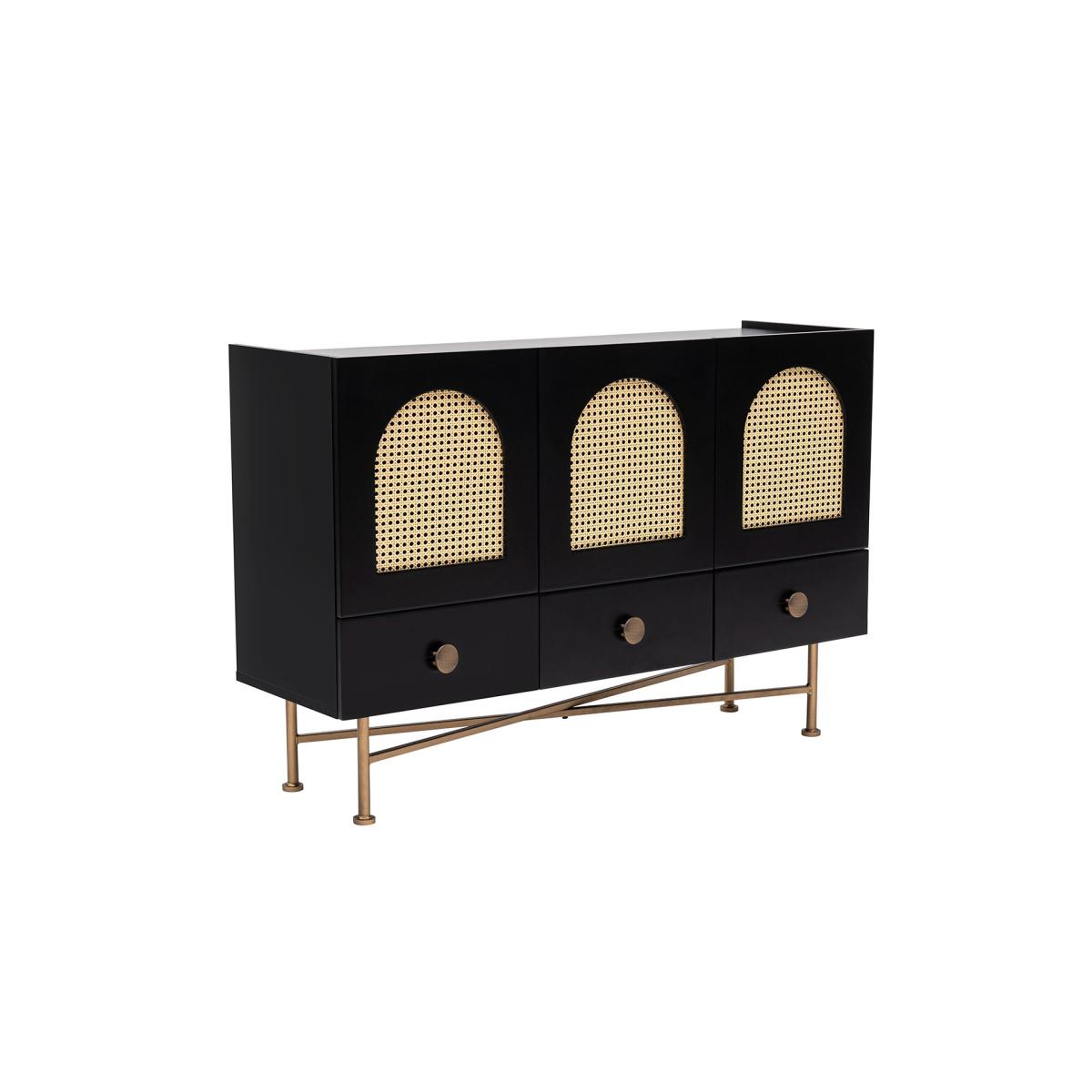 Cliff Rattan Sideboard, Black & Brass – image 9