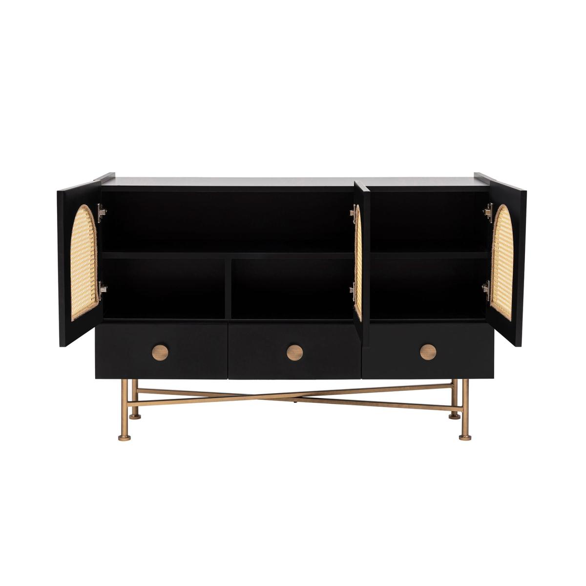 Cliff Rattan Sideboard, Black & Brass – image 10